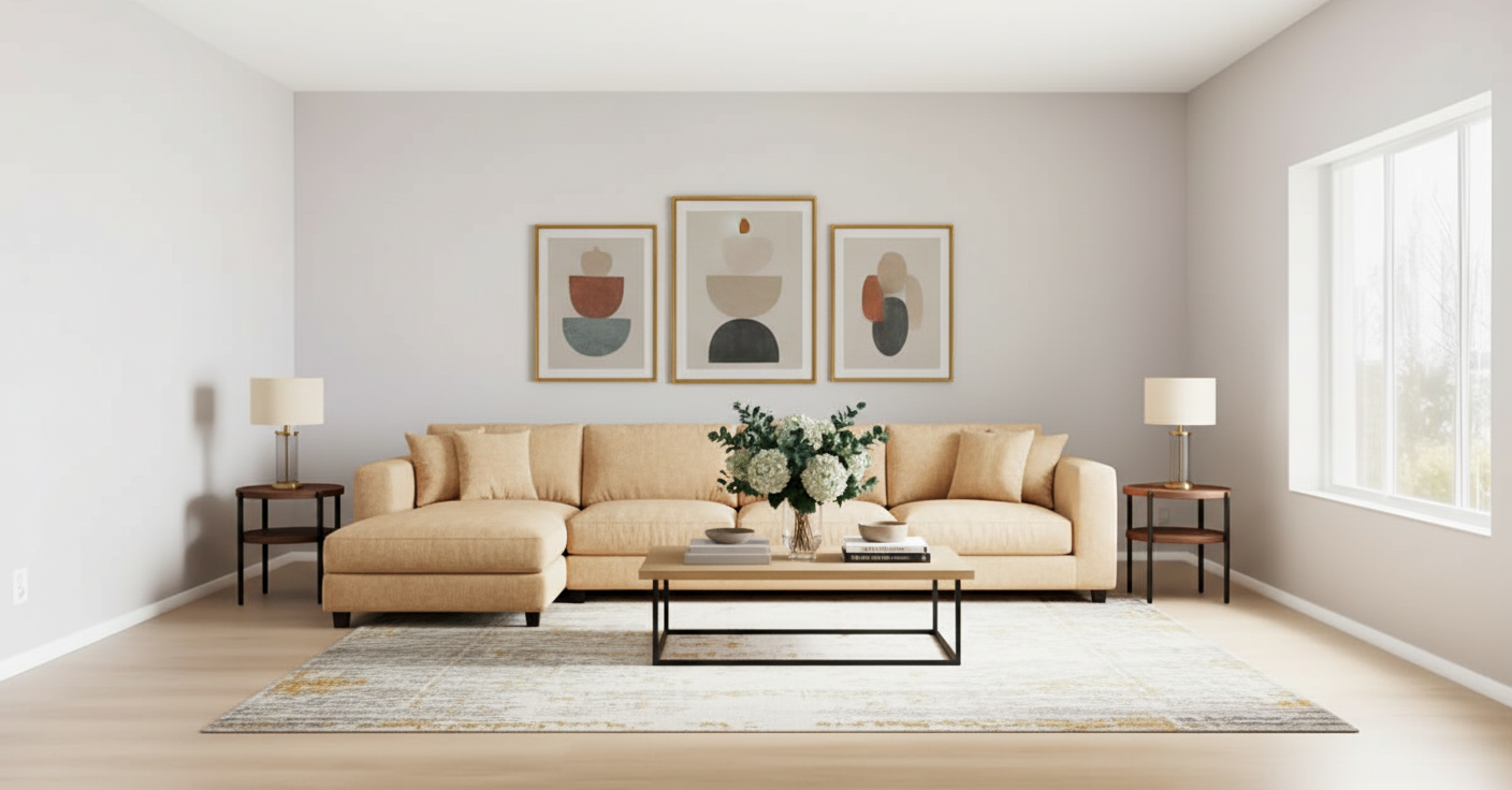 Virtually staged living room